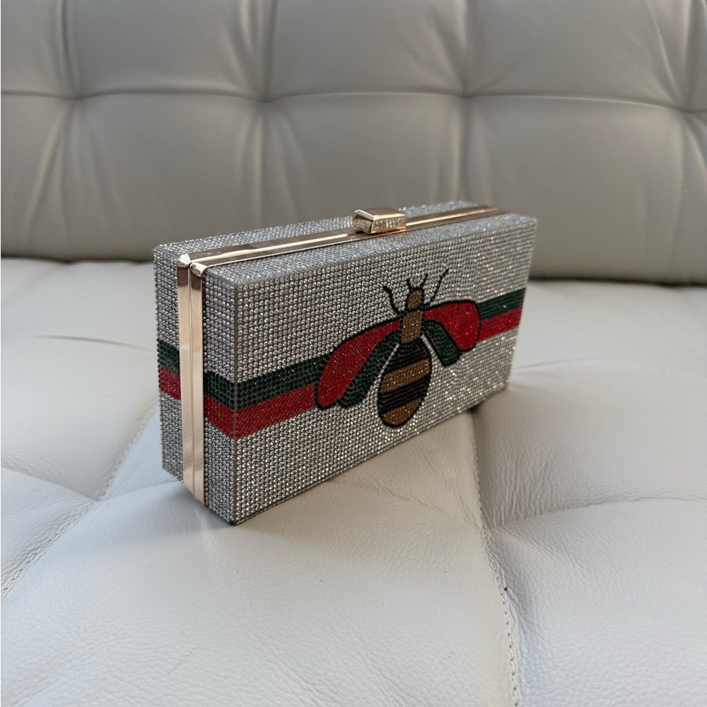 Elegant Silver Clutch with Bee Design